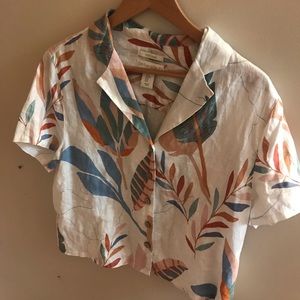 Cynthia Rowley Linen Hawaiian Button Up